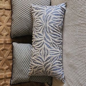 NWT Blue Embroidered linen pillow 21x40 2 available